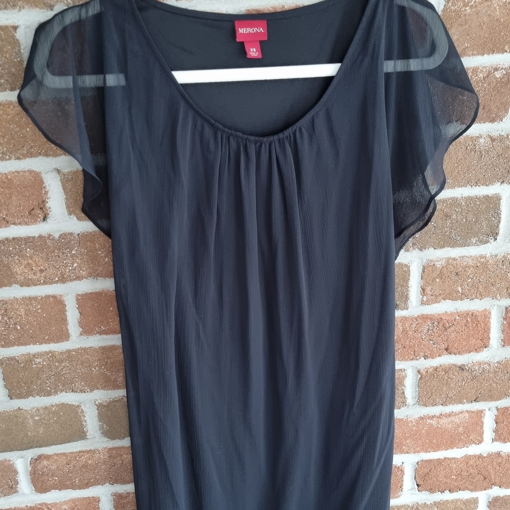 Merona Women's Black Sheer Sleeve Top